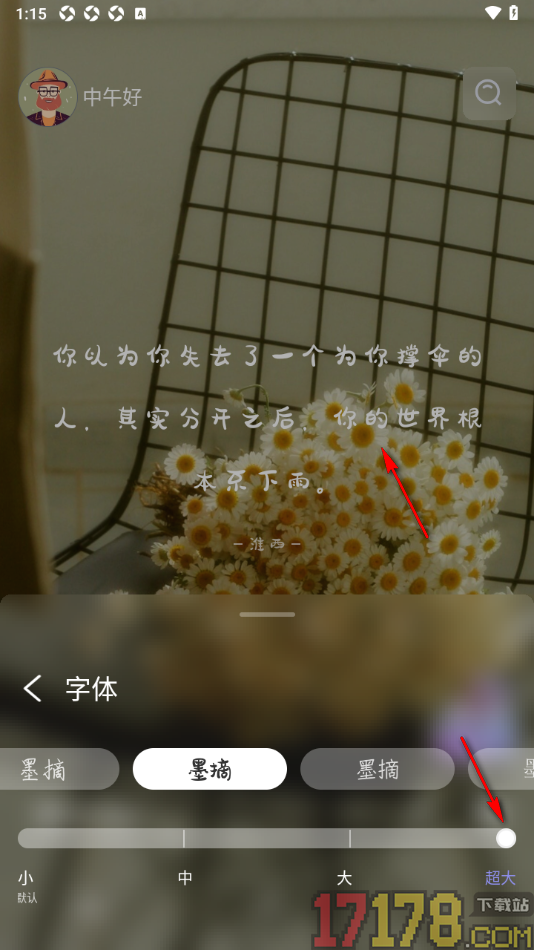 墨摘手机版设置更改字体样式和大小的方法